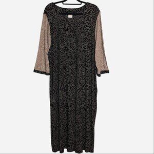 Women's plus size 3X maxi dress by ULLA POPKEN in a black and tan print